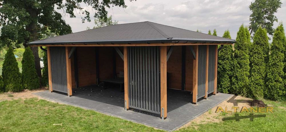 Wiaty, Altany, Tarasy, Zadaszenia, Domki, Drewniane poddasze.