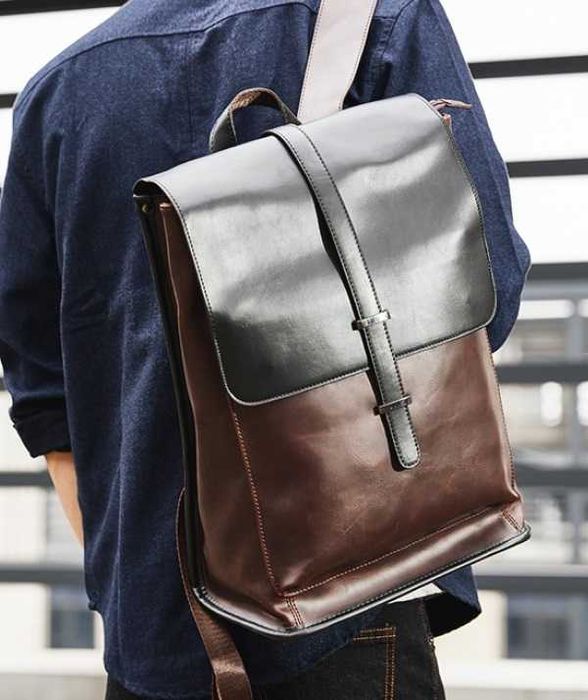 Мужской кожаный коричневый рюкзак чоловічий рюкзак сумка для ноутбука