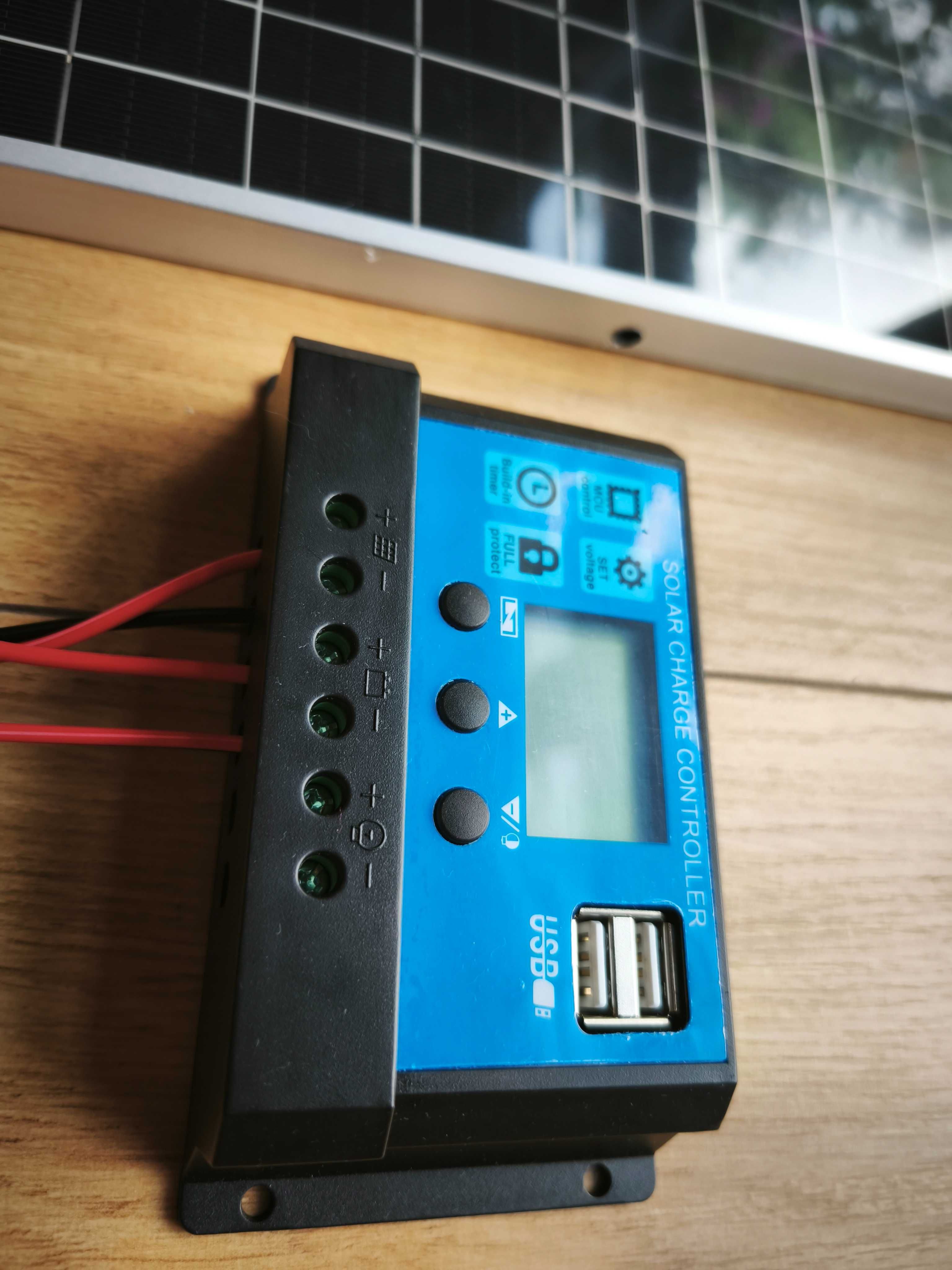 REGULATOR PWM Falownik 100A, DC 12V-18V-24V z USB + Panel PV