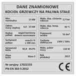 Tabliczka znamionowa na piec