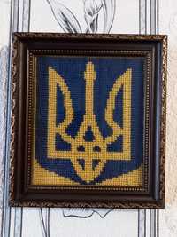 Вышитая картина чешским бисером Герб Украины