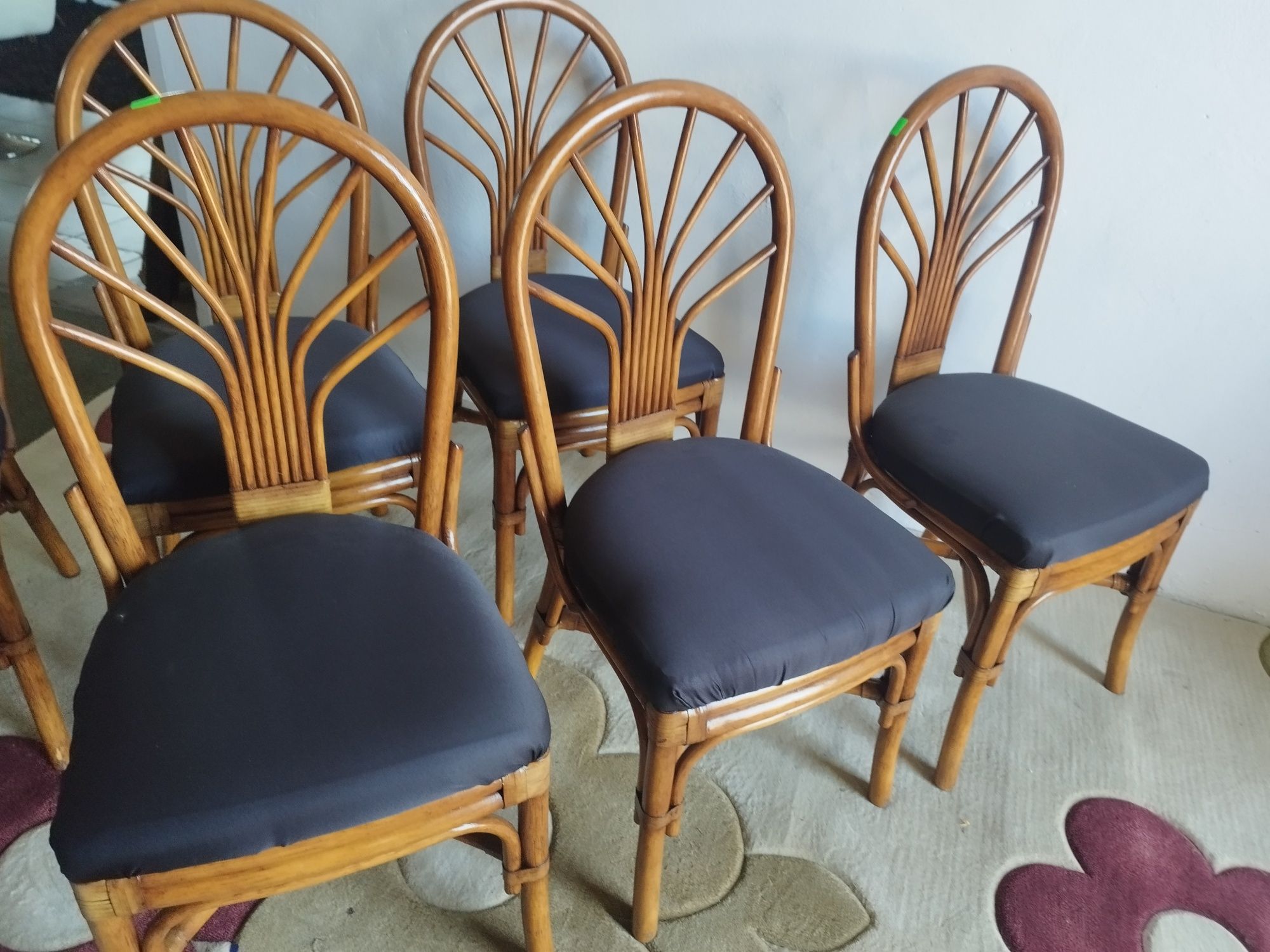 krzesła rattanowe VINTAGE 6 sztuk kuchenne tarasowe