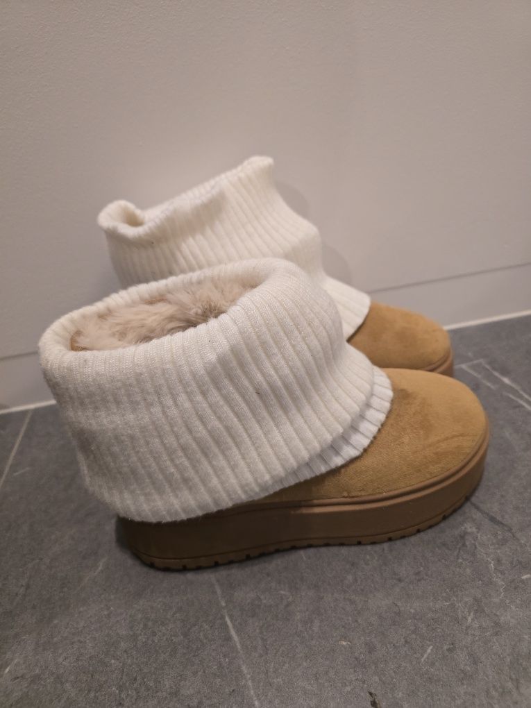 Bershka  botki platforma karmel skarpetka 36 jak nowe ugg