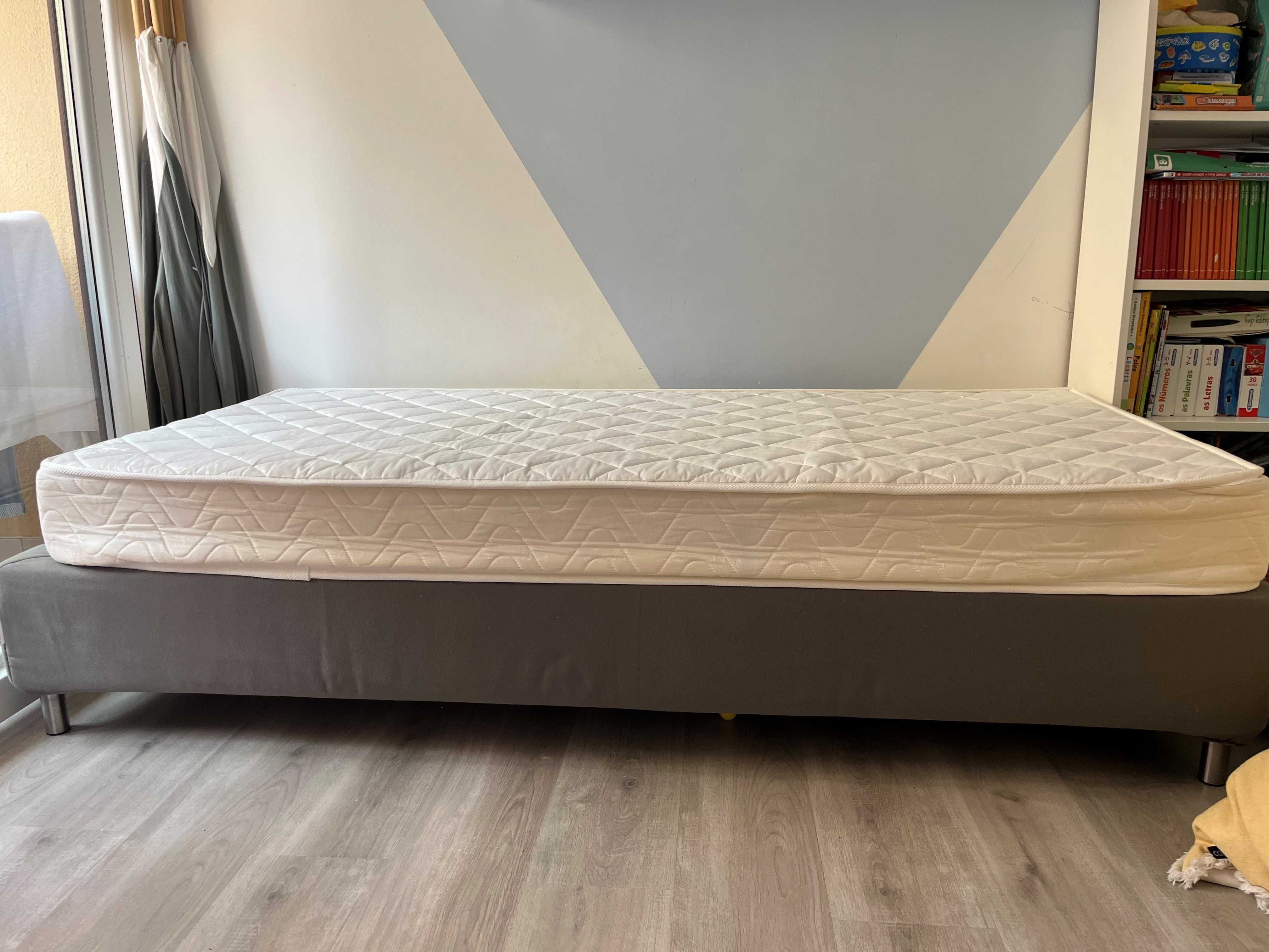 Sommier ESPEVÄR 90x200 Cinza Escuro com Colchão de Molas