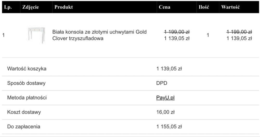 Konsola z szufladami biala modern classy elegancka klasyczna komoda