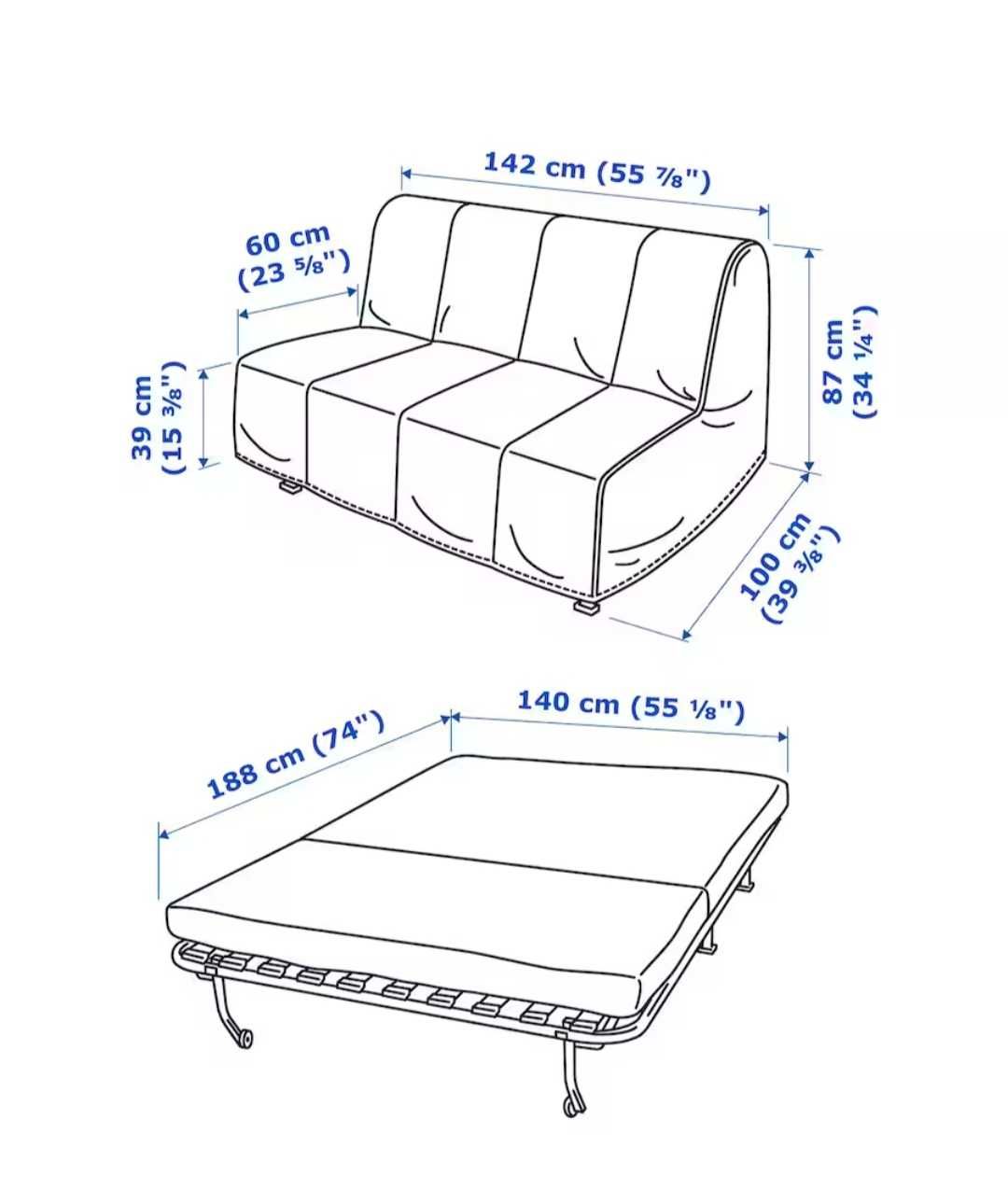 IKEA Lycksele Havet sofa rozkładana łóżko leżanka materac transport