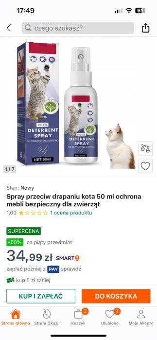 Spray przeciw drapaniu kota