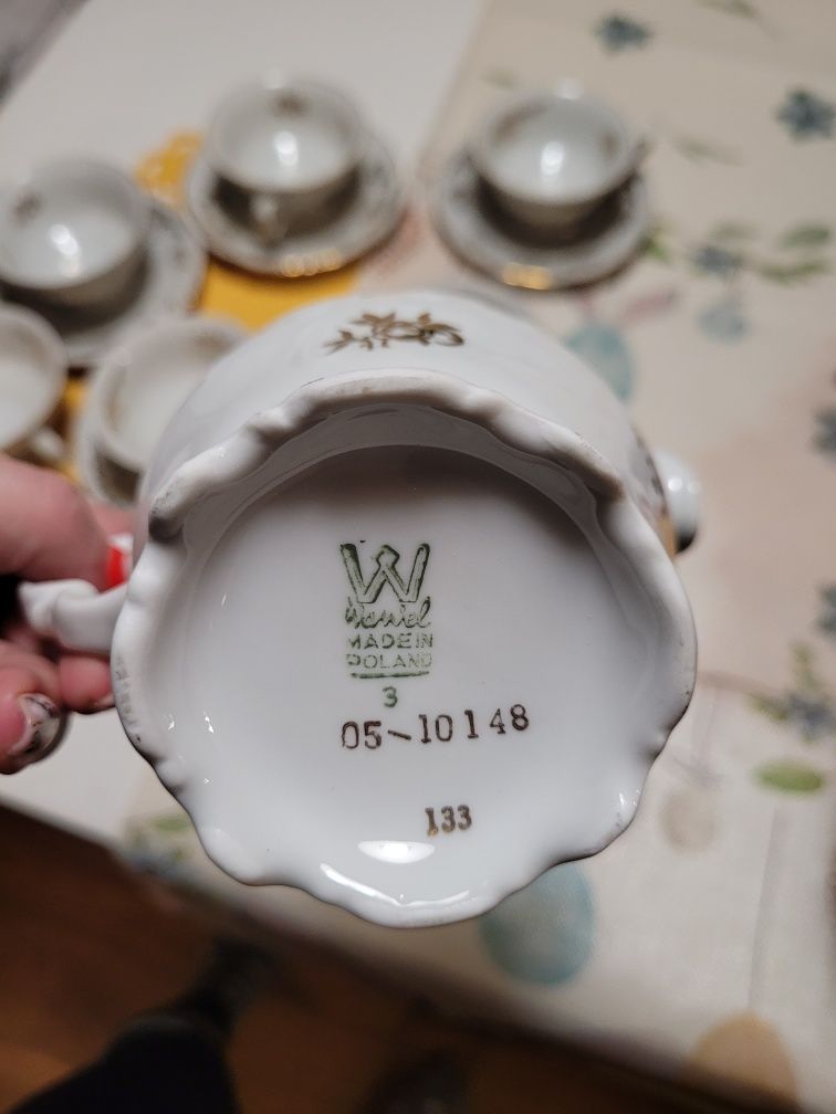 WAWEL Fryderyka filiżanki spodki złocenia PORCELANA VINTAGE lata 70