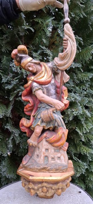 Święty Florian patron Strażaków Figura 86 cm polichromia XIX/XX wiek
