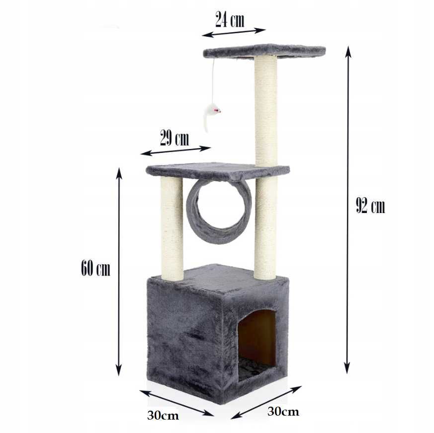 STYLOWY drapak dla kota miły materiał domek + zabawka