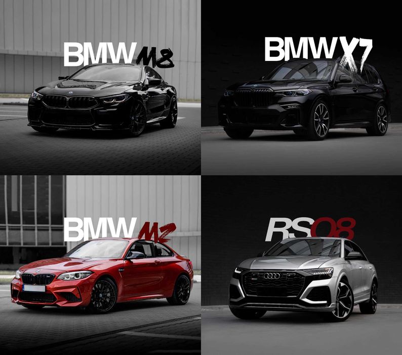 Wynajem BMW M8, M2 Audi RS, Mercedes AMG, Jeep