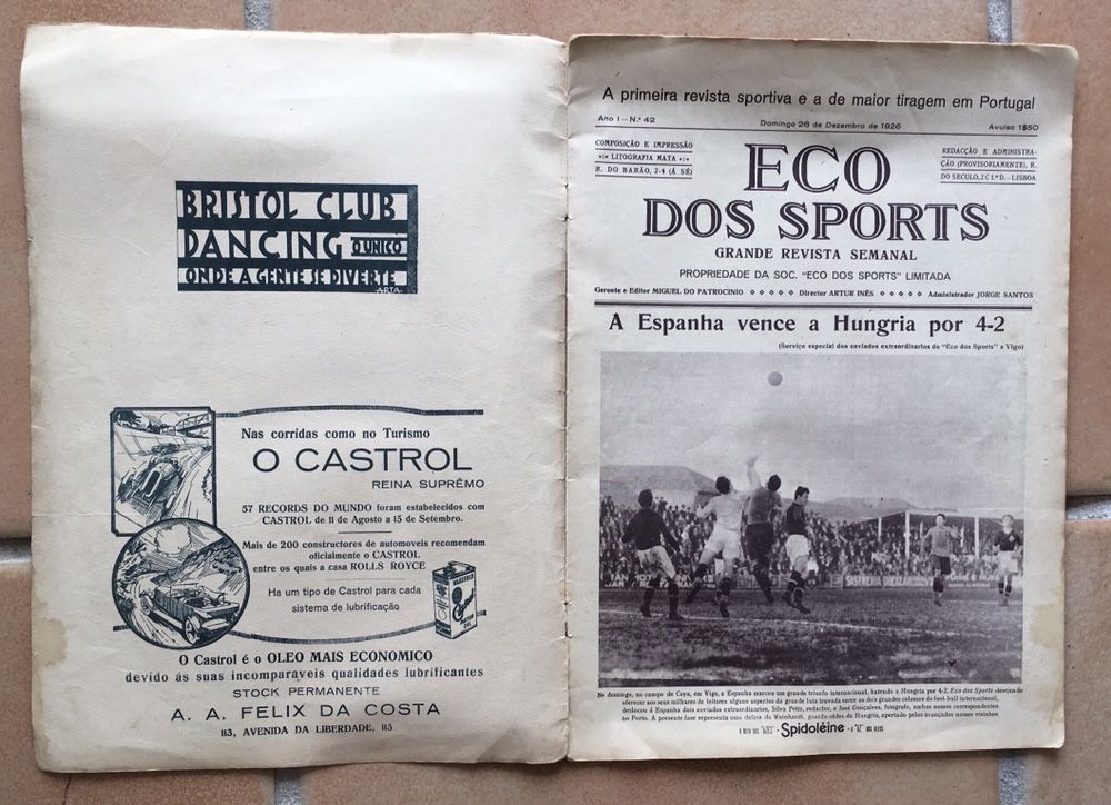 Jornal/Revista Antiga Eco dos Sports de 1926