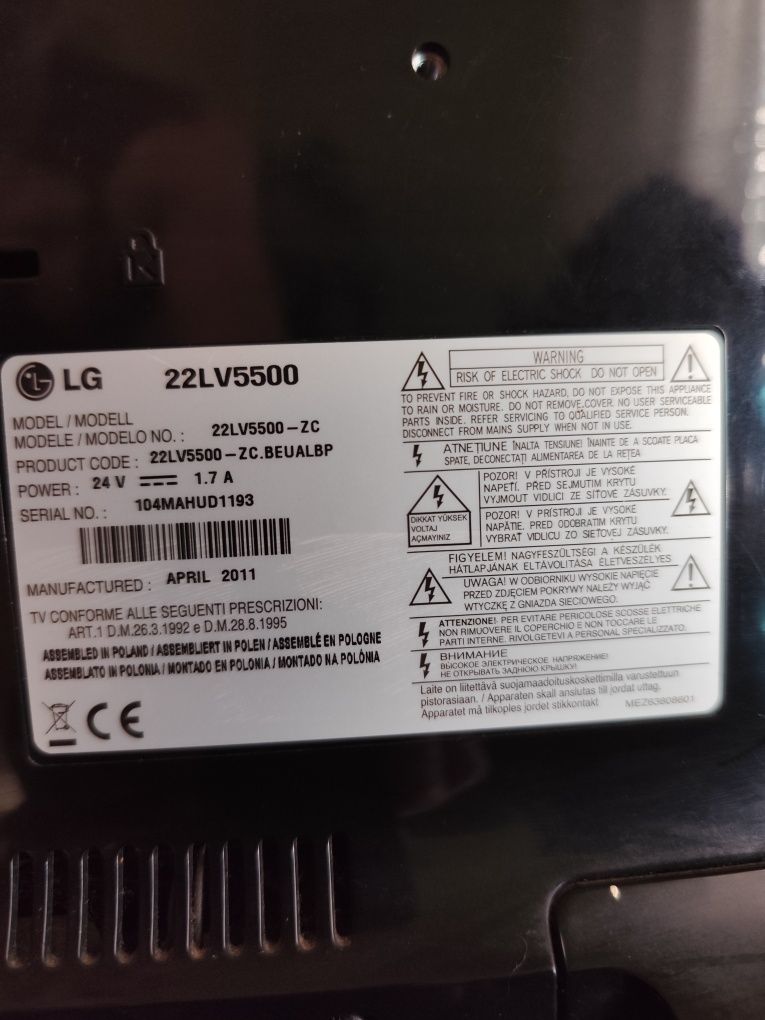 TV LG 22lv5500 avariada