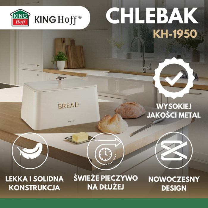 Elegancki Chlebak Stalowy Kinghoff Kh-1950 Kremowy