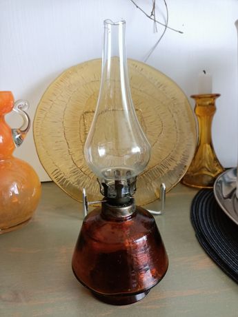 Mała lampka lampa naftowa z etykietą Kraków 23cm