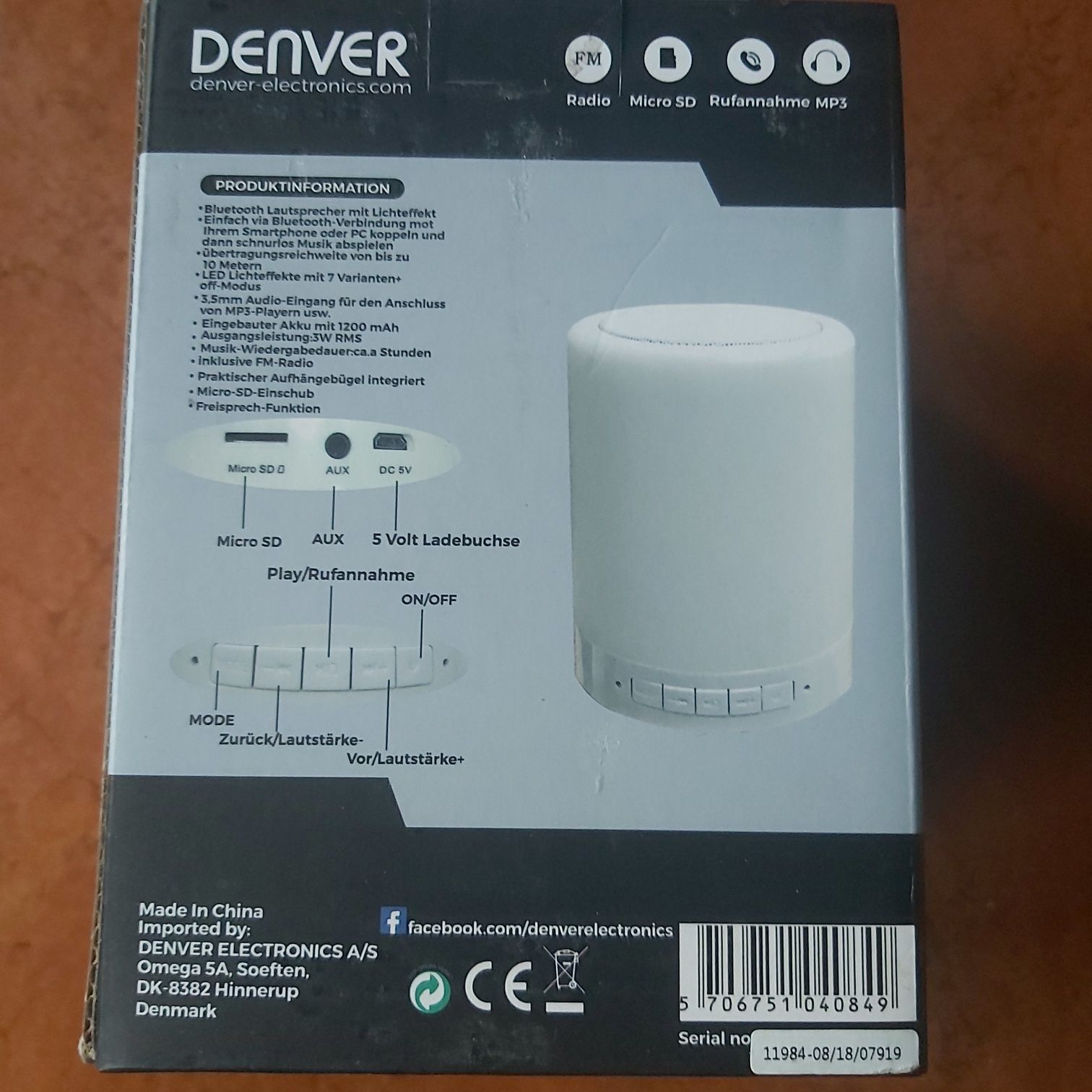 Glosnik bluetooth z lampka nocna