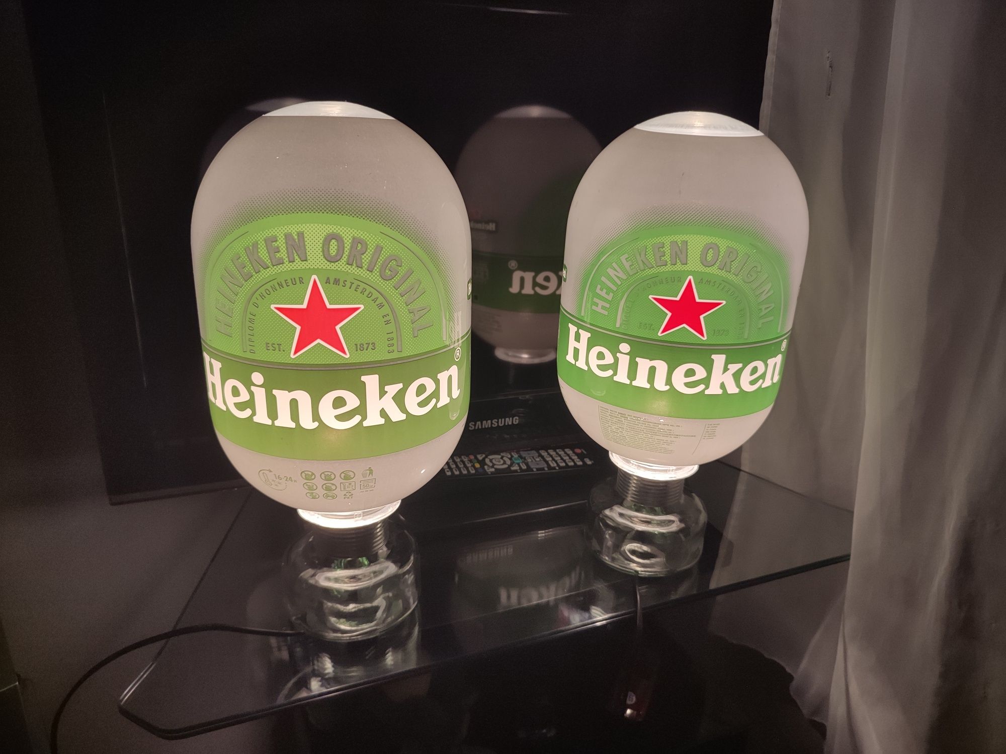 Par de candeeiros cerveja Heineken 43 cm altura