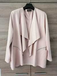 Narzutka różowa kardigan elegancka peleryna oversize do biura L