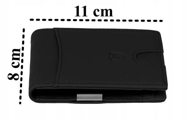 Męski Portfel Cienki Rfid Slim Klips Czarny Etui