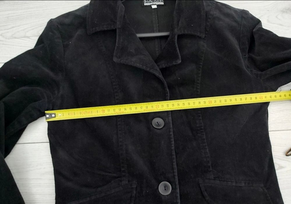 Marynarka/żakiet ze sztruksu, czarna damska, taliowana rozmiar  M/38