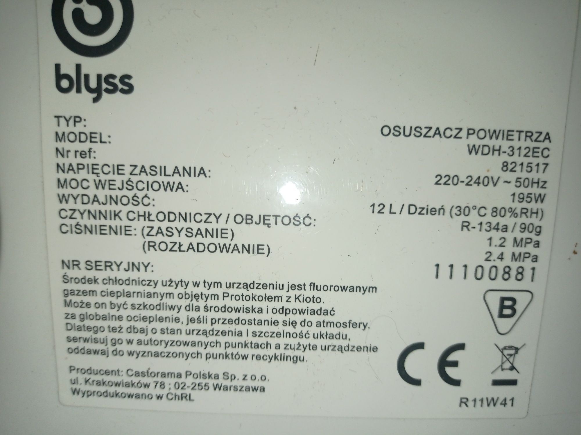 Osuszacz 12l/24godz 195W kompresorowy