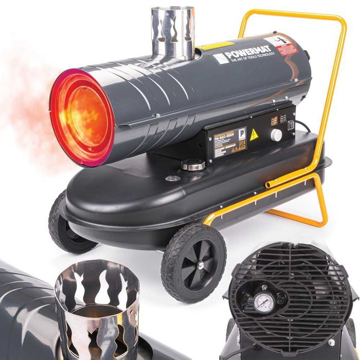 Nagrzewnica olejowa 30KW z kominem spalinowa dmuchawa TERMOSTAT LCD