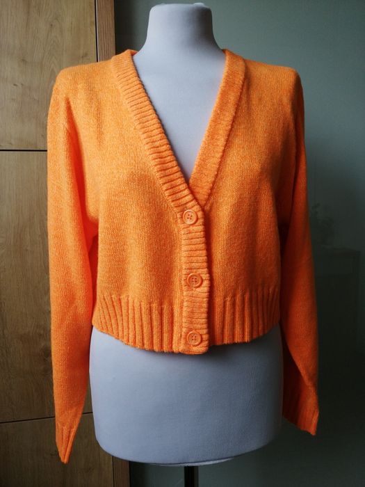 Sweter damski akrylowy pomarańczowy neonowy  krótki M /38/10 H&M