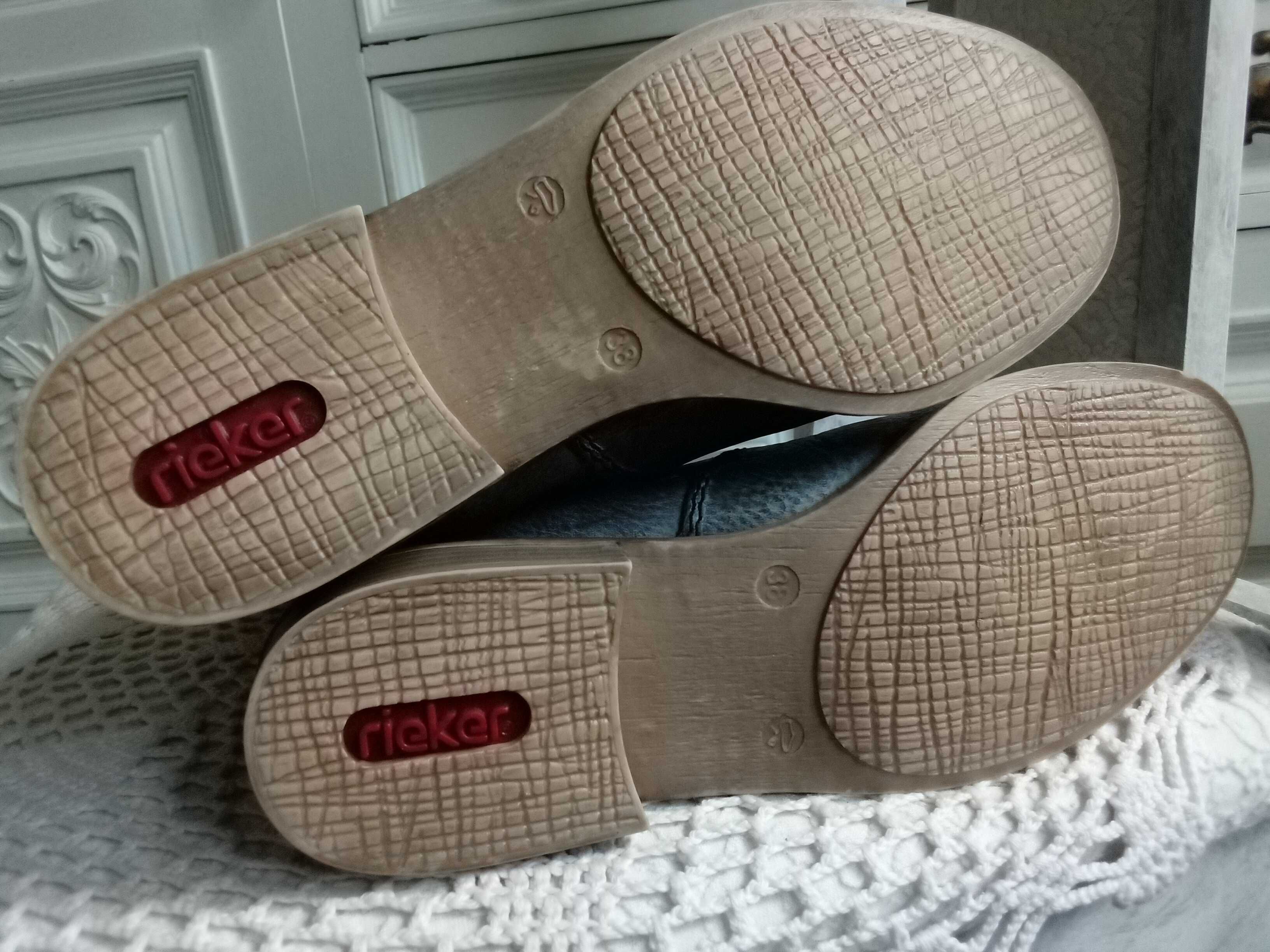 NOWE skórzane rieker buty zimowe kozaki damskie 38 trzewiki z wełną