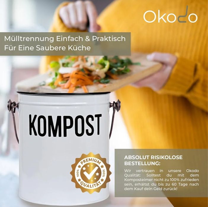 Kompostownik Okodo z filtrem węglowym pojemnik na odpady 5 litrów