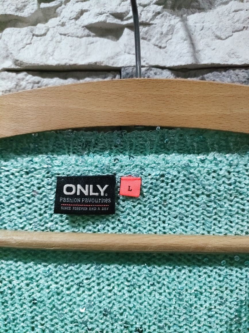 Śliczny elegancki damski sweterek sweter z cekinami ONLY rozmiar L