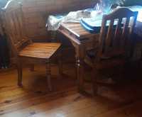 Stół dębowy z okuciami + 4 krzesla