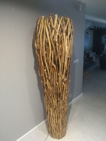 Lampa Stojąca Podłogowa z rzeźbami z Driftwood