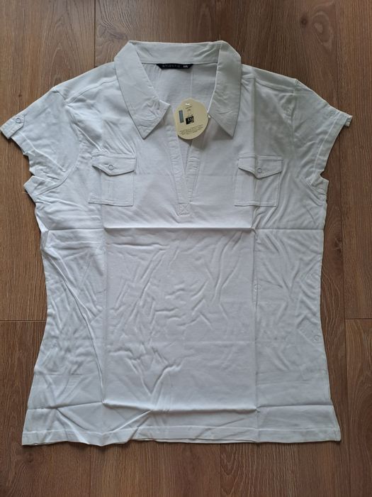 Bluzka polo Atlantic, rozmiar XXL, bawełna, biała