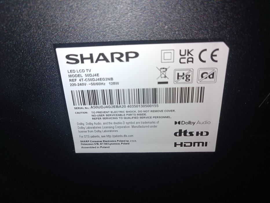 Telewizor Sharp 50DJ4E 50" LED 4K UHD Smart TV na gwarancji do 03.2026
