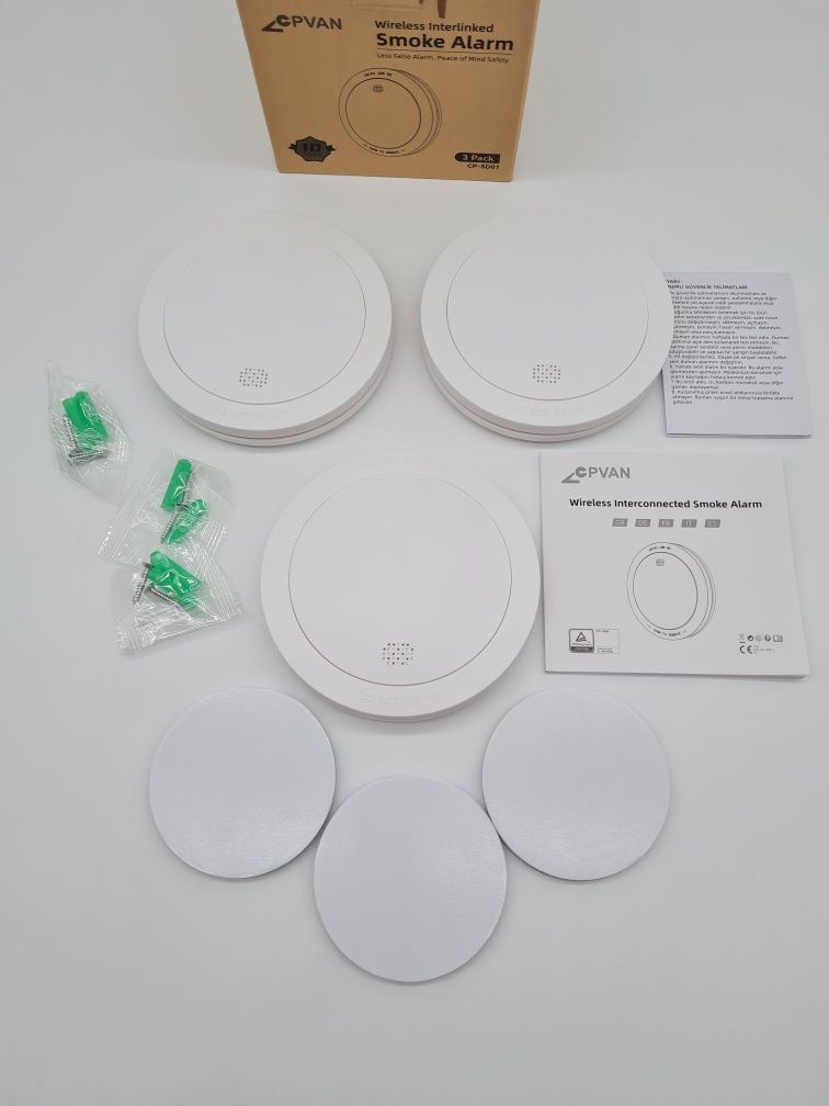 Czujnik dymu detektor system alarmowy 3 szt CPVAN CP-SD01 na baterie
