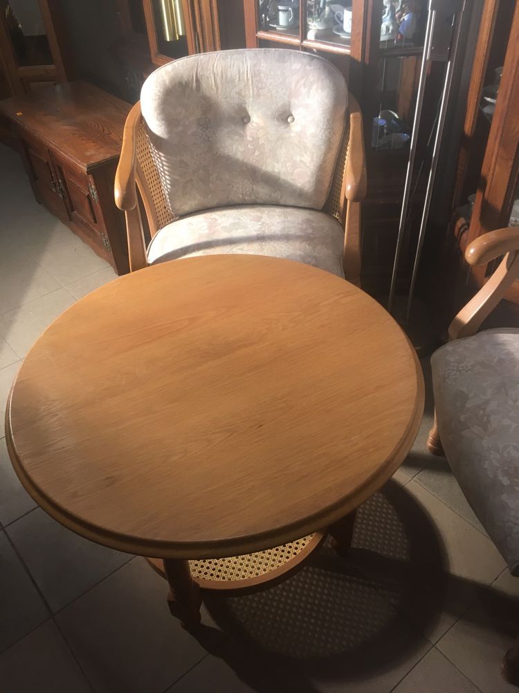 Stolik kawowy+ 2 fotele drewno dąb