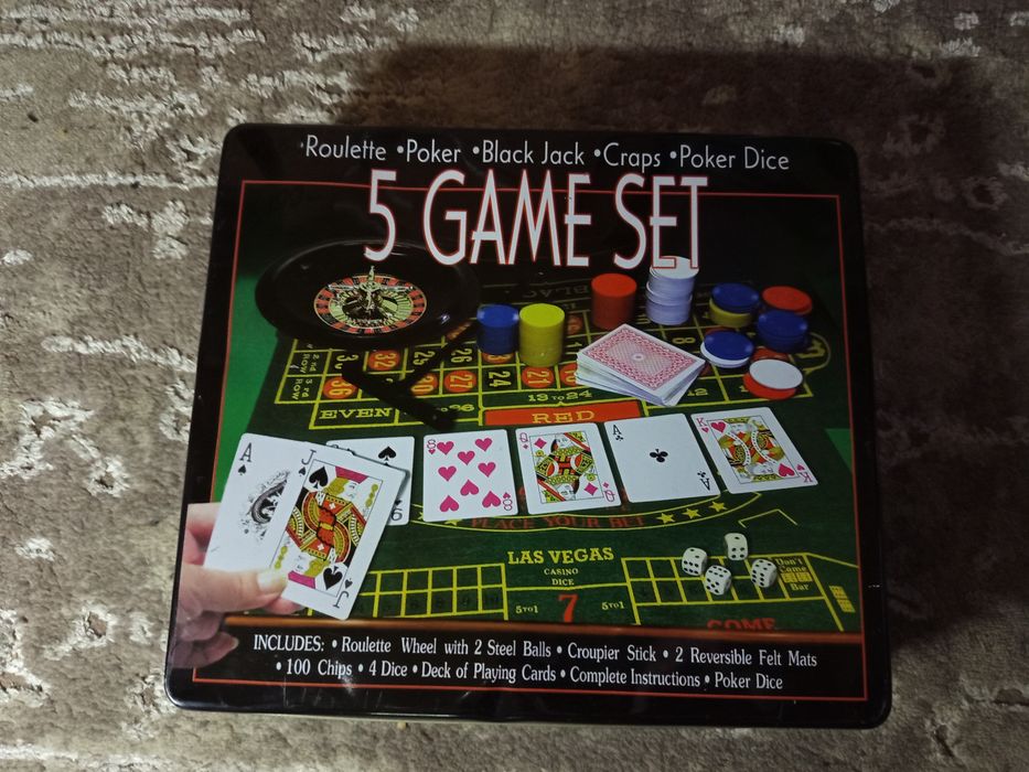 Набір ігровий D25354 5 в 1 покер, рулетка, блек джек, крепс та кістки