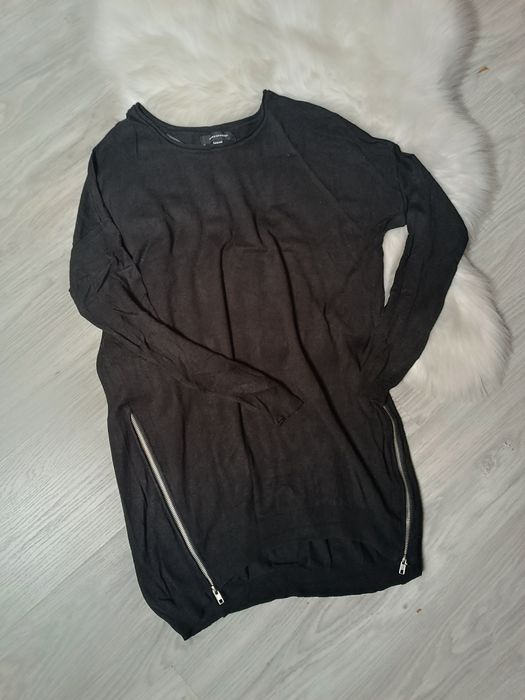 Swterek dzianinowy jesienny damski z wiskozy czarny swter bluza L-XL