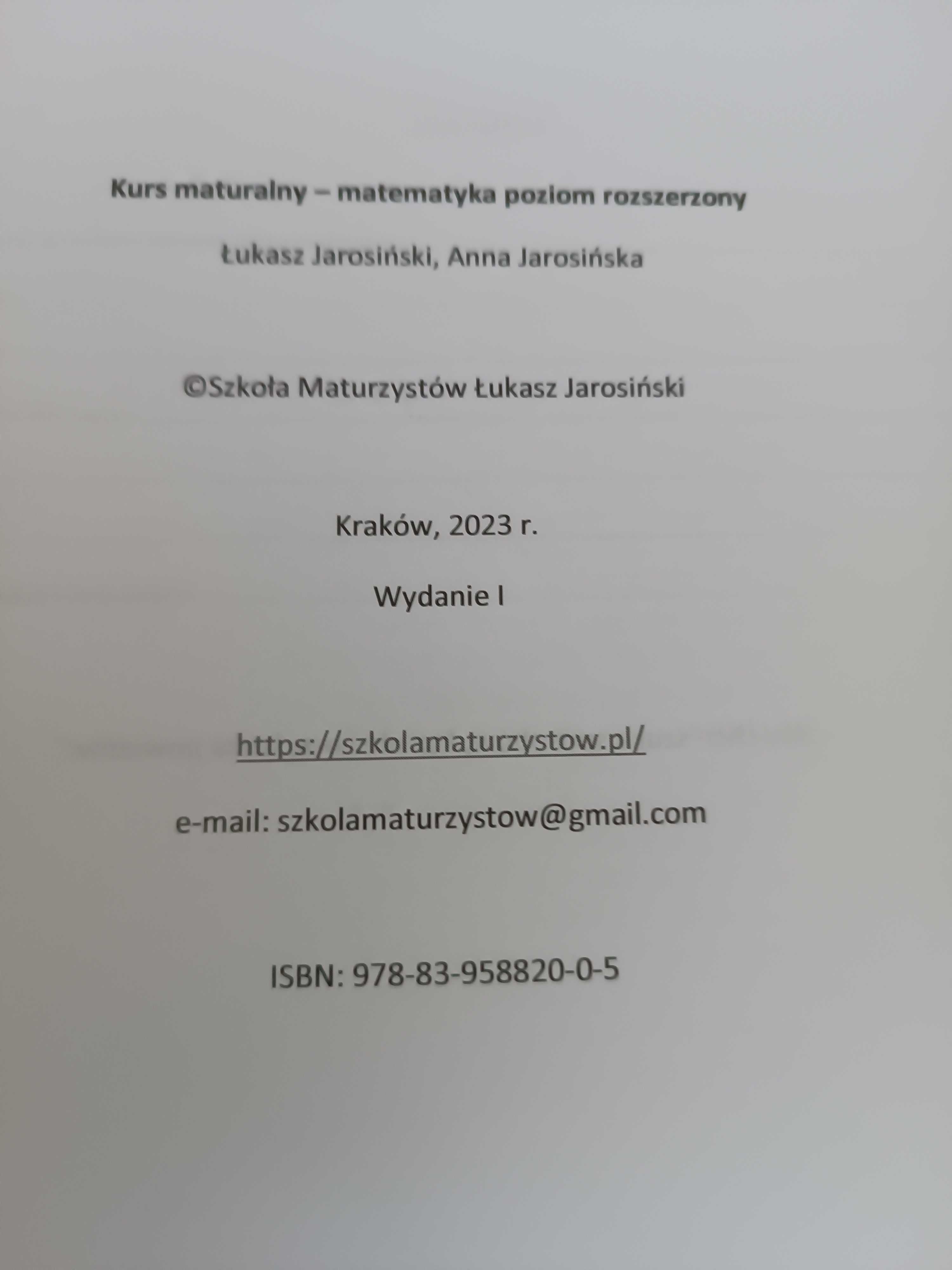 Kurs Maturalny 2024 Matematyka Jarosiński