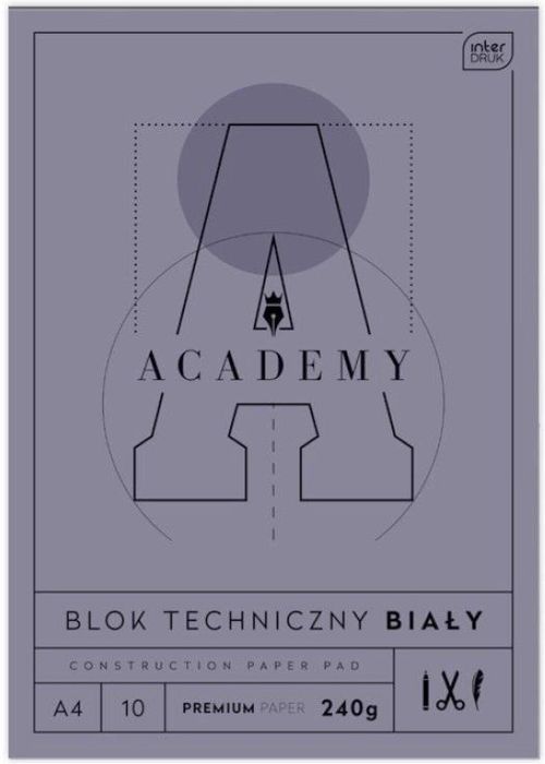 Blok techniczny A4/10K Academy (10szt) INTERDRUK blister,212x306 mm