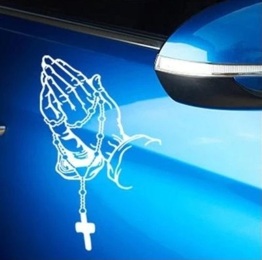 RÓŻANIEC modlitwa- 12cm x 8cm- naklejka na auto ścianę laptop quad