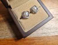 Nowe srebrne kolczyki perłą cyrkonia