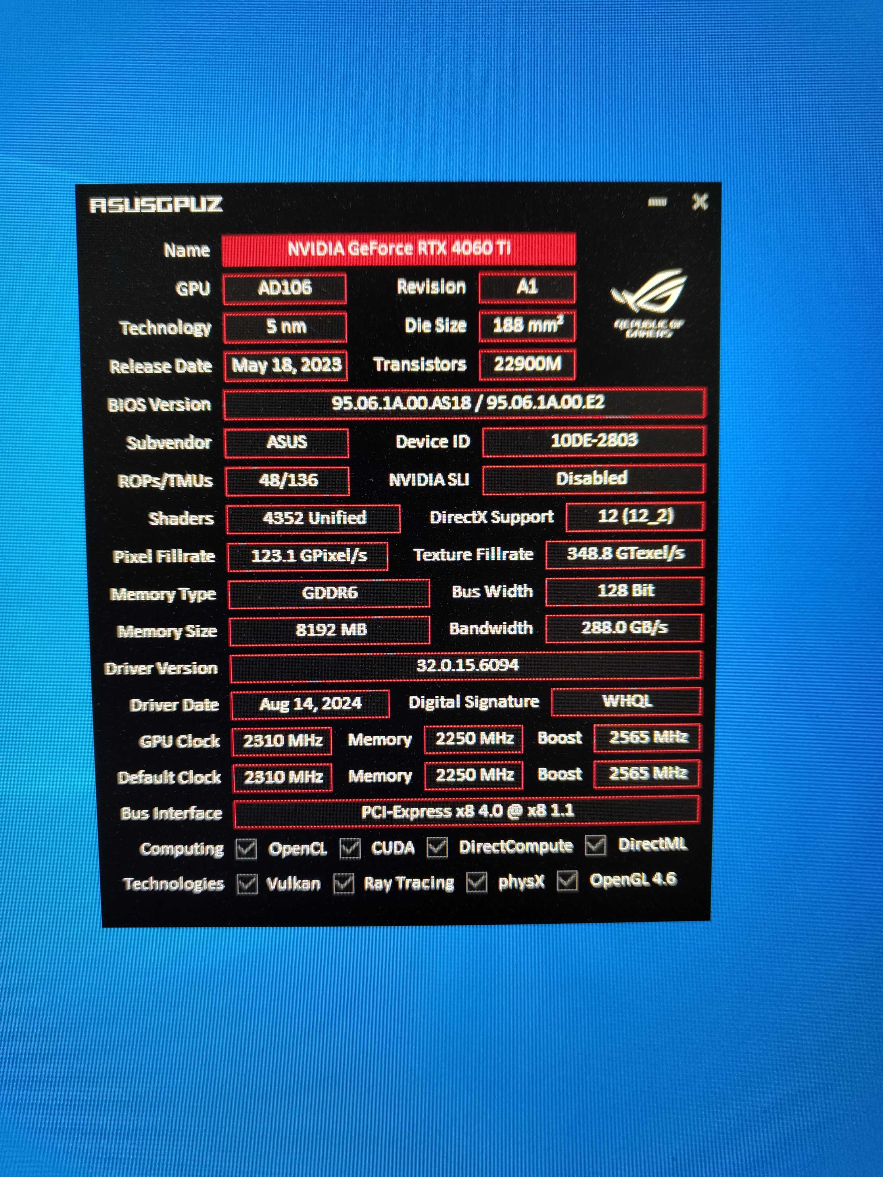 Відеокарта ASUS Dual GeForce RTX 4060 Ti 8Gb