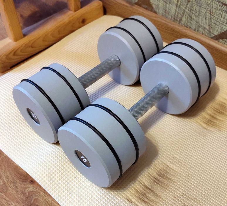 Гантель цільна Champion 15*2 (30 кг) кг з амортизаційними гумками.
