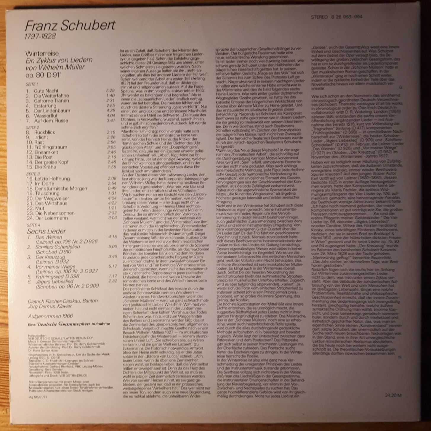 Płyta winyłowa: Schubert – Winterreise Op. 89, 2×LP, Stereo, NM/EX