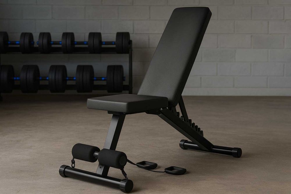 Nowa Ławka Skośna Treningowa Składana Regulowana do Ćwiczeń +Gumy