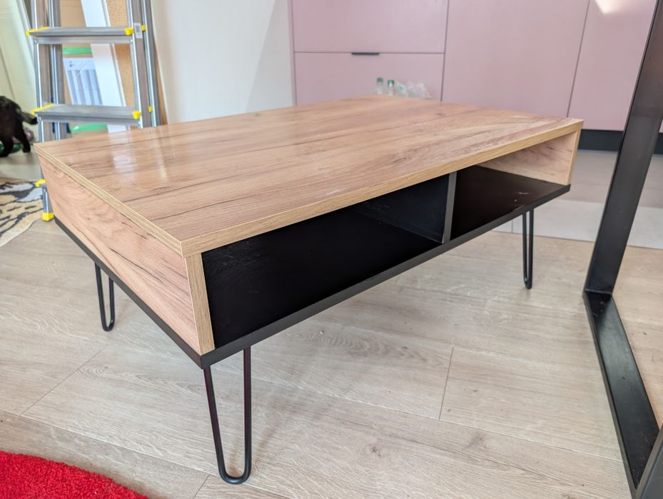 Stolik kawowy ława loft dąb prostokątny półka