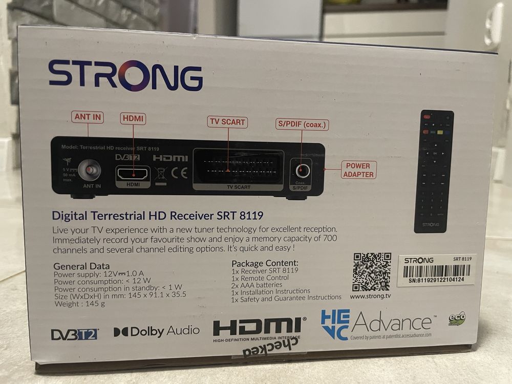 Dekoder DVB-T2 HD Strong SRT 8119 – nieużywany
