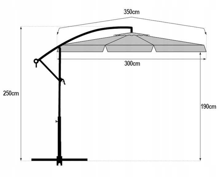 Садова парасолька зі штангою DM сірий 350 х 250 см