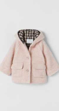 Тепле стильне пальто дівчинці фірми zara із шерстю альпака